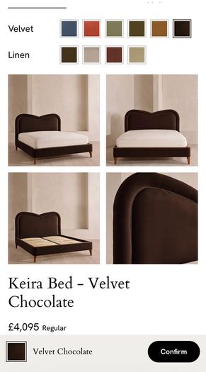 Soho Home Keira King Bed Velvet Chocolate