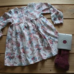 DUNNES flower dress with tights 9-12 months BRAND NEW