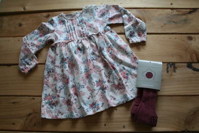 DUNNES flower dress with tights 9-12 months BRAND NEW