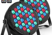 2 Pcs Par Lights, RGB 36 LED Stage Lights Sound Activated DMX Control, 7 Modes Uplighting Lights with Remote Control Stage Lighting, DJ Par Party Lights for Club KTV Disco Party
