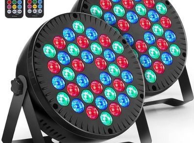 2 Pcs Par Lights, RGB 36 LED Stage Lights Sound Activated DMX Control, 7 Modes Uplighting Lights with Remote Control Stage Lighting, DJ Par Party Lights for Club KTV Disco Party
