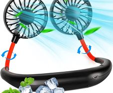 Portable Neck Fan Rechargeable, Personal Neck Fans Round Neck, Hanging Head Fan Neck Hands Free Cooling Hanging Personal Fan Wearable Usb Neckband Fan Outdoor Travel Holiday Essentials for Women Men (FREE POSTAGE)