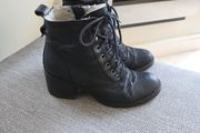 Dune black leather boots uk5