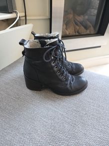 Dune black leather boots uk5