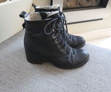 Dune black leather boots uk5