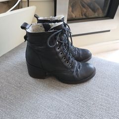 Dune black leather boots uk5