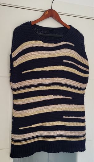 MADELEINE navy beige and gold knit Sz M (Fit 12-14UK) - Rrp 149 (New)
