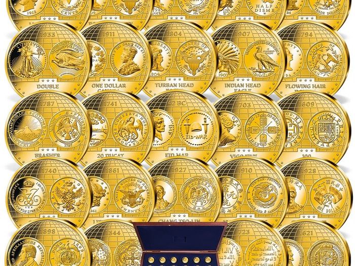 Complete Set of Gold plated 24 commemoratives of 'The Most Expensive Coins in the World'