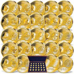 Complete Set of Gold plated 24 commemoratives of 'The Most Expensive Coins in the World'