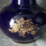 Rare 22K Gold Limoges Castel Porcelain Cobalt Blue Vase Image 4