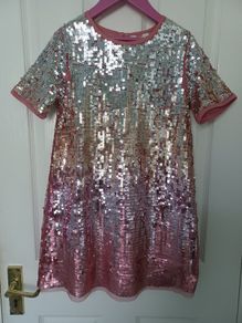 Girls Sequin Party Dress Age 8-9