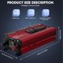12V to 240V AC Car Converter, Power Inverter with 3.1A 4 USB 2 AC Sockets Dual Car Adapter, 2 LED Display, for Travel Camping RV Motorhomes Boat, Red Image 4