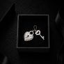 925 Vintage Heart Lock & Key Sterling Silver Charm Pendant Image 2