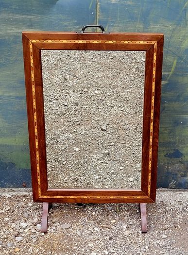 Antique walnut marquetry fire screen