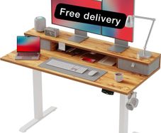 Electric Adjustable Height Desk with 2 Drawers, 120 x 60 cm, Stable Sit-Stand
