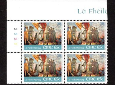 2006 Ireland St. Patrick's Day Stamp Plate Block 1A1A1A1A Mint Never Hinged (MNH)