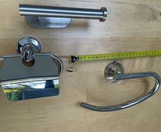 Bathroom hand towel rail and toilet paper holder