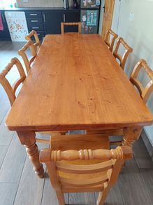 Solid oak table and 8 chairs