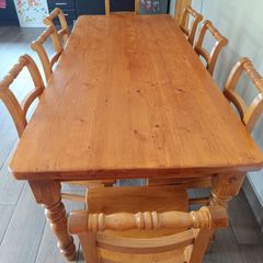 Solid oak table and 8 chairs