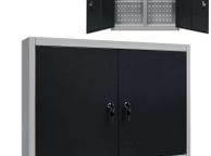 main image for ad Wall Mounted Tool Cabinet Industrial Style Metal Grey and Black