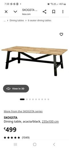 IKEA SKOGSTA Dining Table 6 Seater