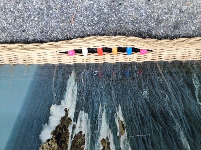 Large old hand made tray with decorative beads