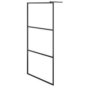 Walk-in Shower Wall with Clear ESG Glass Black 115x195 cm