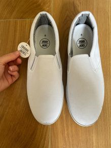 Urban Jacks canvas white slip on trainers