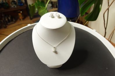 925 Sterling Silver Shamballa Crystal Disco Ball Pendant Chain and Earrings