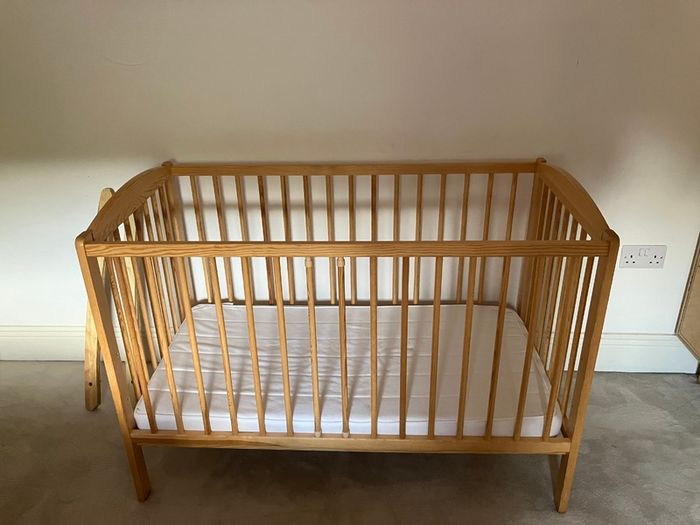 Baby/Toddler Rocking Cot, solid pine wood, 60 x 120 cm