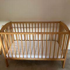 Baby/Toddler Rocking Cot, solid pine wood, 60 x 120 cm