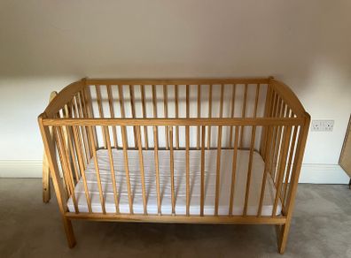 Baby/Toddler Rocking Cot, solid pine wood, 60 x 120 cm