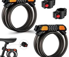 2 pack Bike Locks Heavy Duty High Security Bike Cable Lock with Passcode Unlock Weather Resistant Resettable Bicycle Combination Cycle Lock for E Bike Mountain Bike Ski Gate