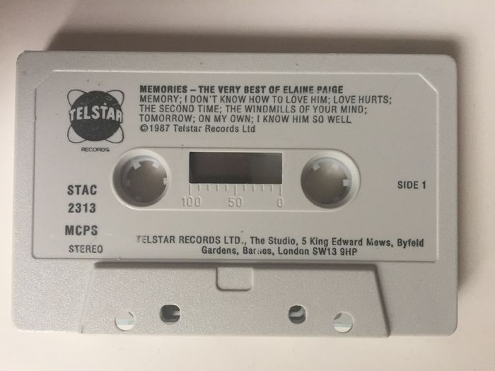 Elaine Paige [1987] The Best Of Elaine Paige: Memories (Cassette Tape Album)