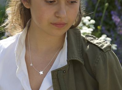 BNWT - MK Silver Double Star Necklace
