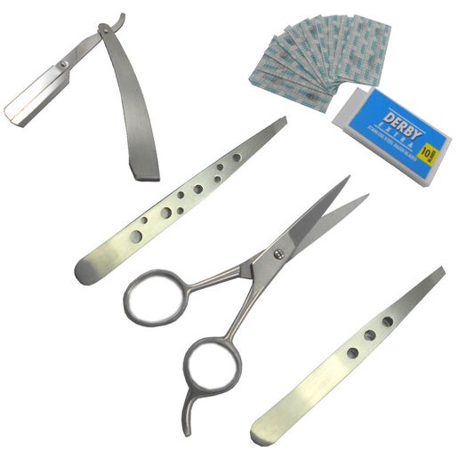 Set of two Taweezers Barber Scissors Throat Razor With Blades