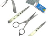 Set of two Taweezers Barber Scissors Throat Razor With Blades