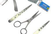 Set of two Taweezers Barber Scissors Throat Razor With Blades