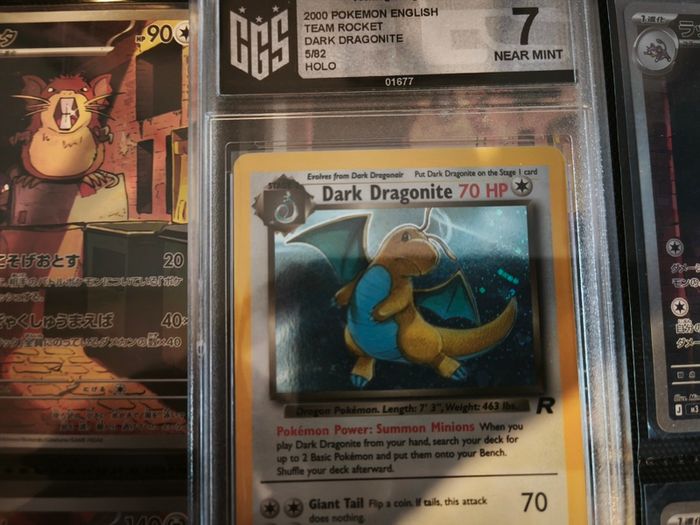 Dark Dragonite ! Holo Rare ! from Team Rocket Set ! CGS GRADED ! 7 Near Mint ! 2000 ! Vintage Pokemon Card ! PSA !