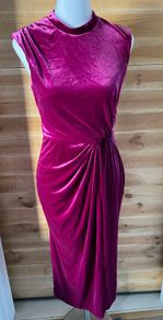 dress midi deep purple pink velvet monsoon size 10 BNWT