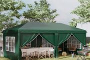 3 x 6m Pop-Up Gazebo, with Curtain Walls and Windows - Dark Green