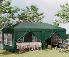 3 x 6m Pop-Up Gazebo, with Curtain Walls and Windows - Dark Green