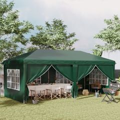 3 x 6m Pop-Up Gazebo, with Curtain Walls and Windows - Dark Green