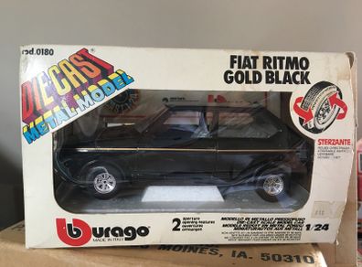 Fiat Ritmo Gold Black Scale 1/24 Rare Burago Year 1984