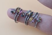 Vintage Tourmaline 925 Silver Rings Lot 4