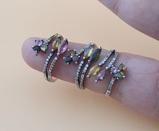 Vintage Tourmaline 925 Silver Rings Lot 4