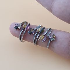 Vintage Tourmaline 925 Silver Rings Lot 4