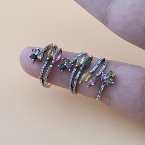 Vintage Tourmaline 925 Silver Rings Lot 4