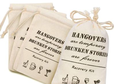 Small Cotton Hangover Recovery Kit Bags -  Novelty Items