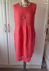 dress bnwt size small coral linen dress with pockets blue orchid brand
